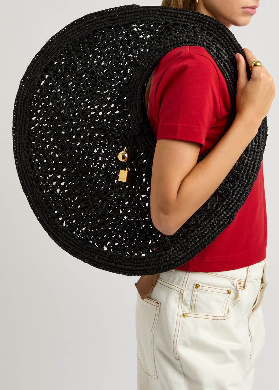 JACQUEMUS Le Rond Spiaggia woven raffia basket bag | Harvey