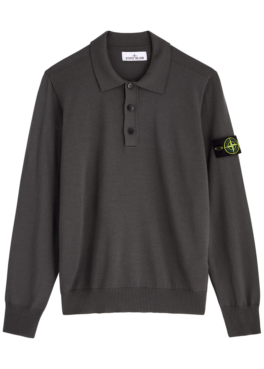 STONE ISLAND Logo wool polo shirt Harvey Nichols
