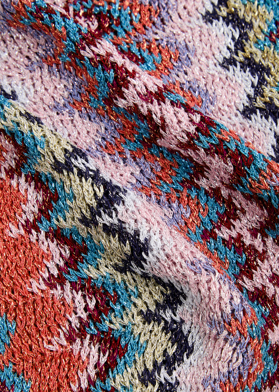 MISSONI Zigzag-intarsia metallic-knit scarf | Harvey Nichols