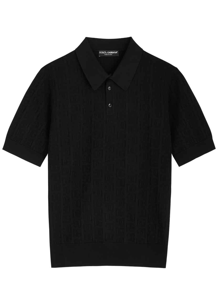 DOLCE & GABBANA Logo-monogrammed silk-knit polo shirt | Harvey Nichols