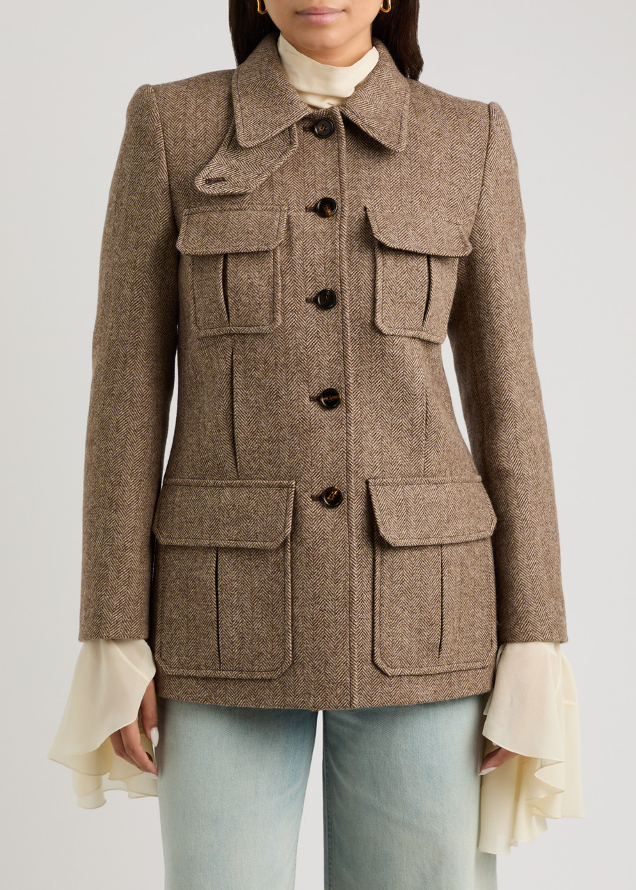 CHLOE Herringbone wool jacket | Harvey Nichols