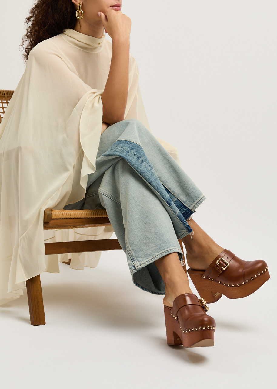 CHLOE Jeannette 115 leather platform clogs | Harvey Nichols