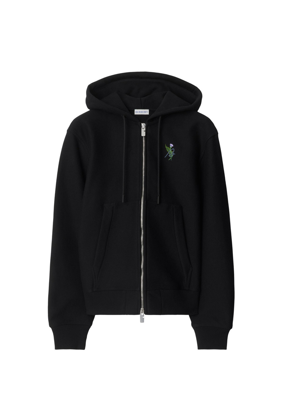 Burberry Black Cotton Zip Hoodie Burberry Black Zip-front Cotton
