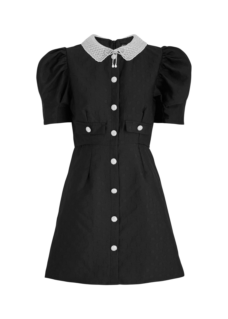 ワンピース PEAR COLLAR JK MINI DRESS PEAR COLLAR JK MINI DRESS White Mini Dress - Pearl-Trimmed