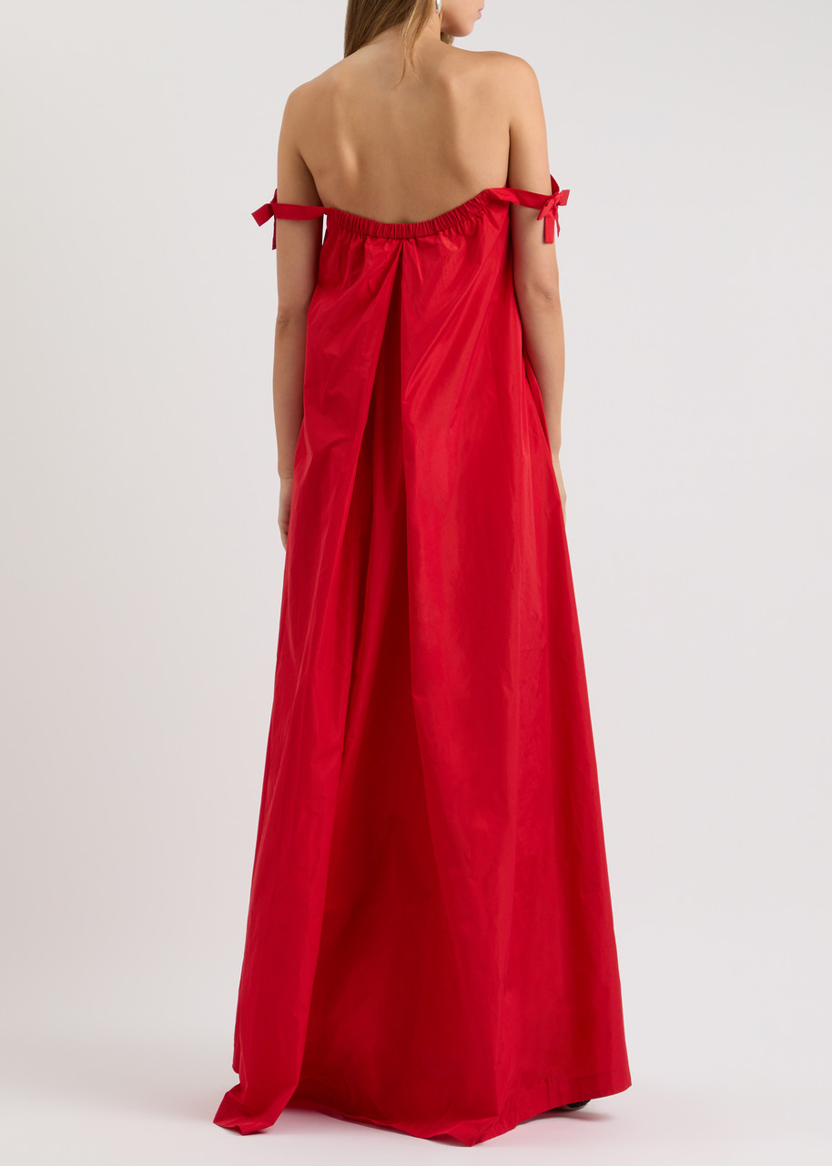 【海外限定】GinaBacconi ドレス☆Red Brigette Off The Shoulde BERNADETTE Brigitte off-the-shoulder taffeta maxi dress