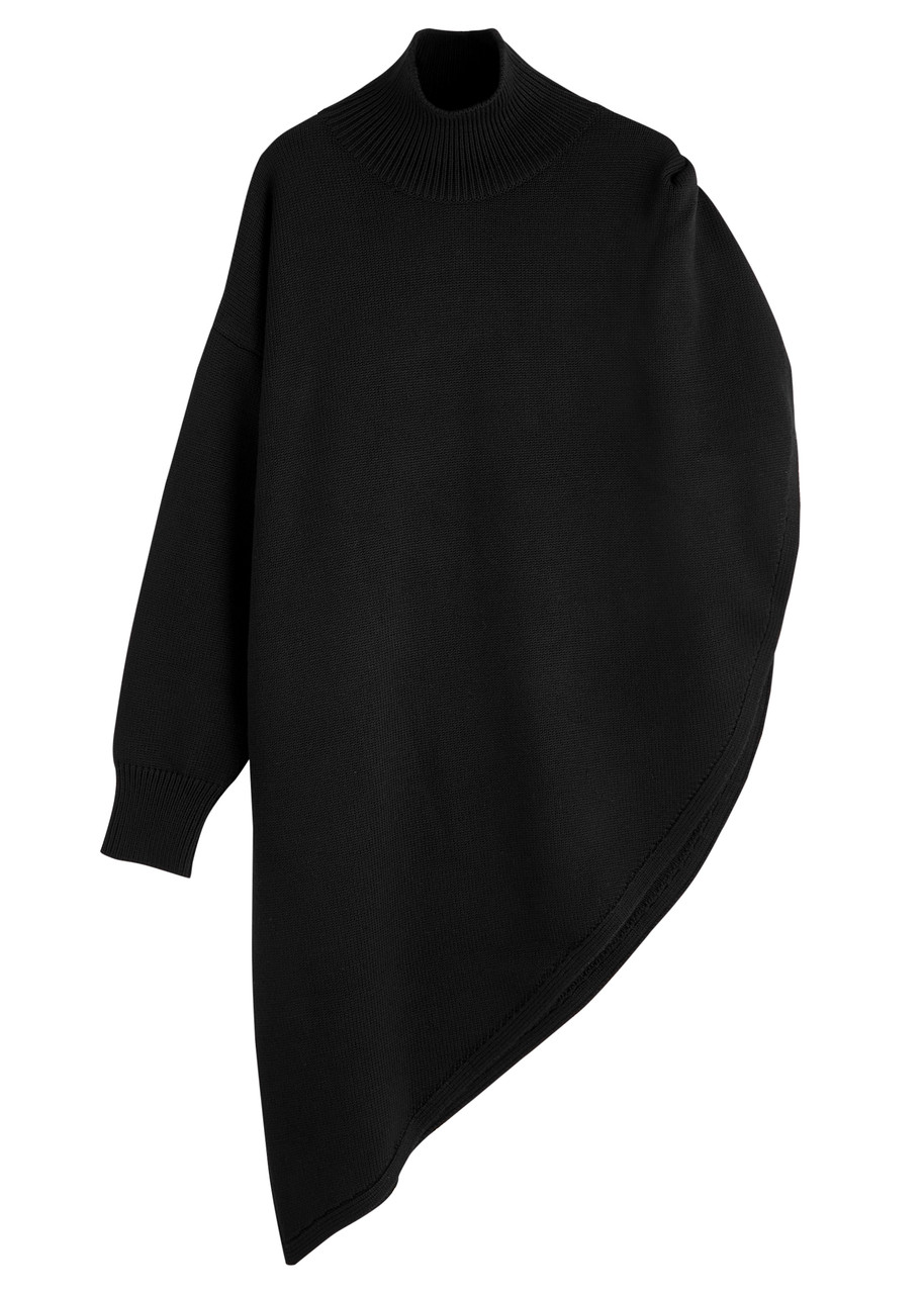 ALAÏA Asymmetric cape-effect wool jumper Harvey Nichols