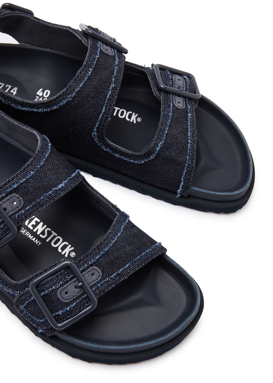 BIRKENSTOCK 1774 1774 Milano distressed denim sandals | Harvey Nichols