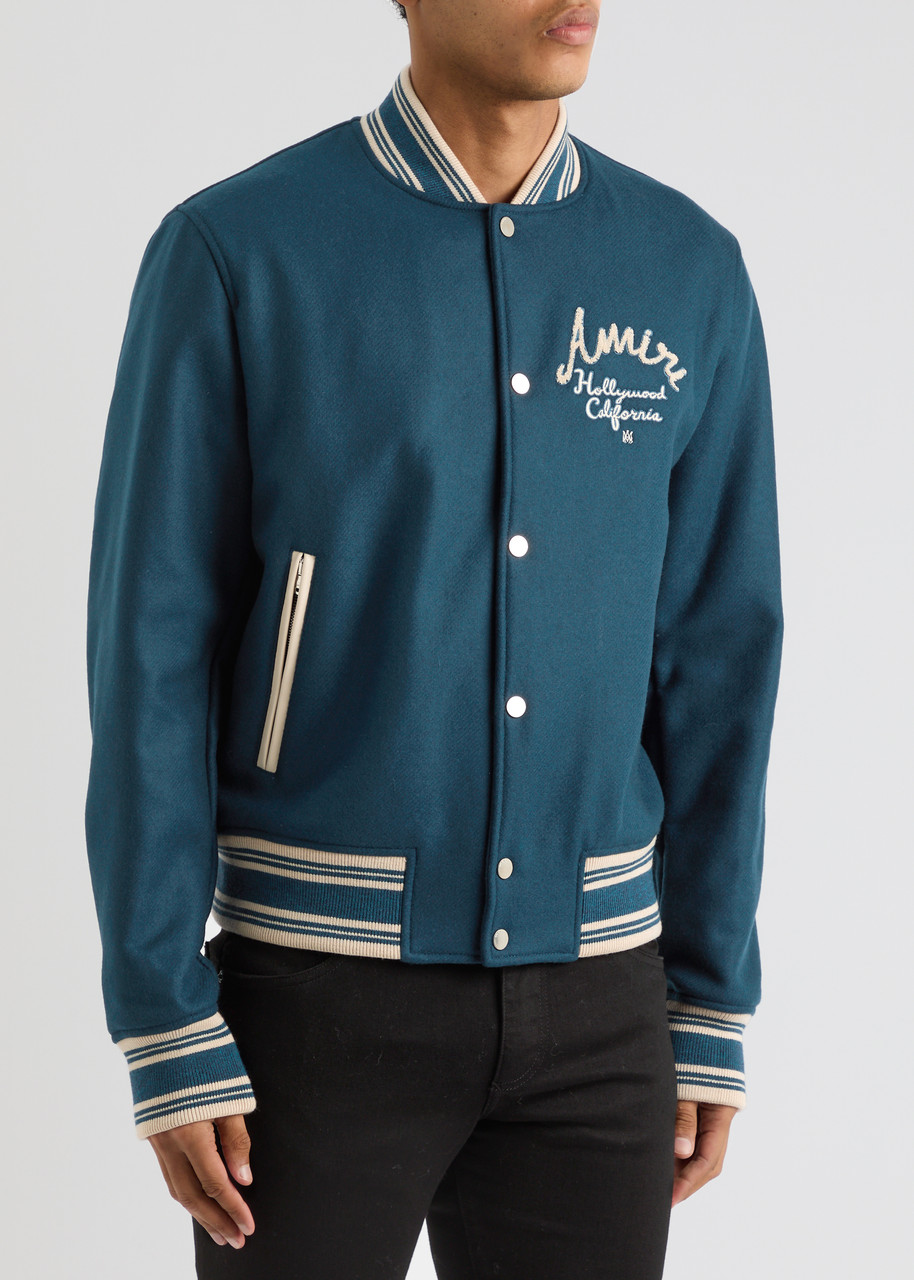 AMIRI Logo-embroidered wool-blend varsity jacket | Harvey Nichols