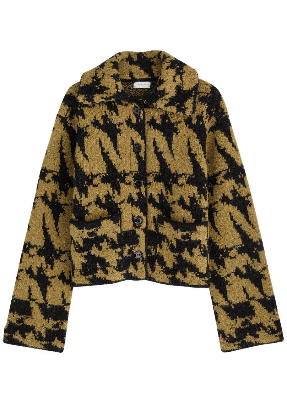 DRIES VAN NOTEN Tesnim houndstooth alpaca-blend cardigan | Harvey