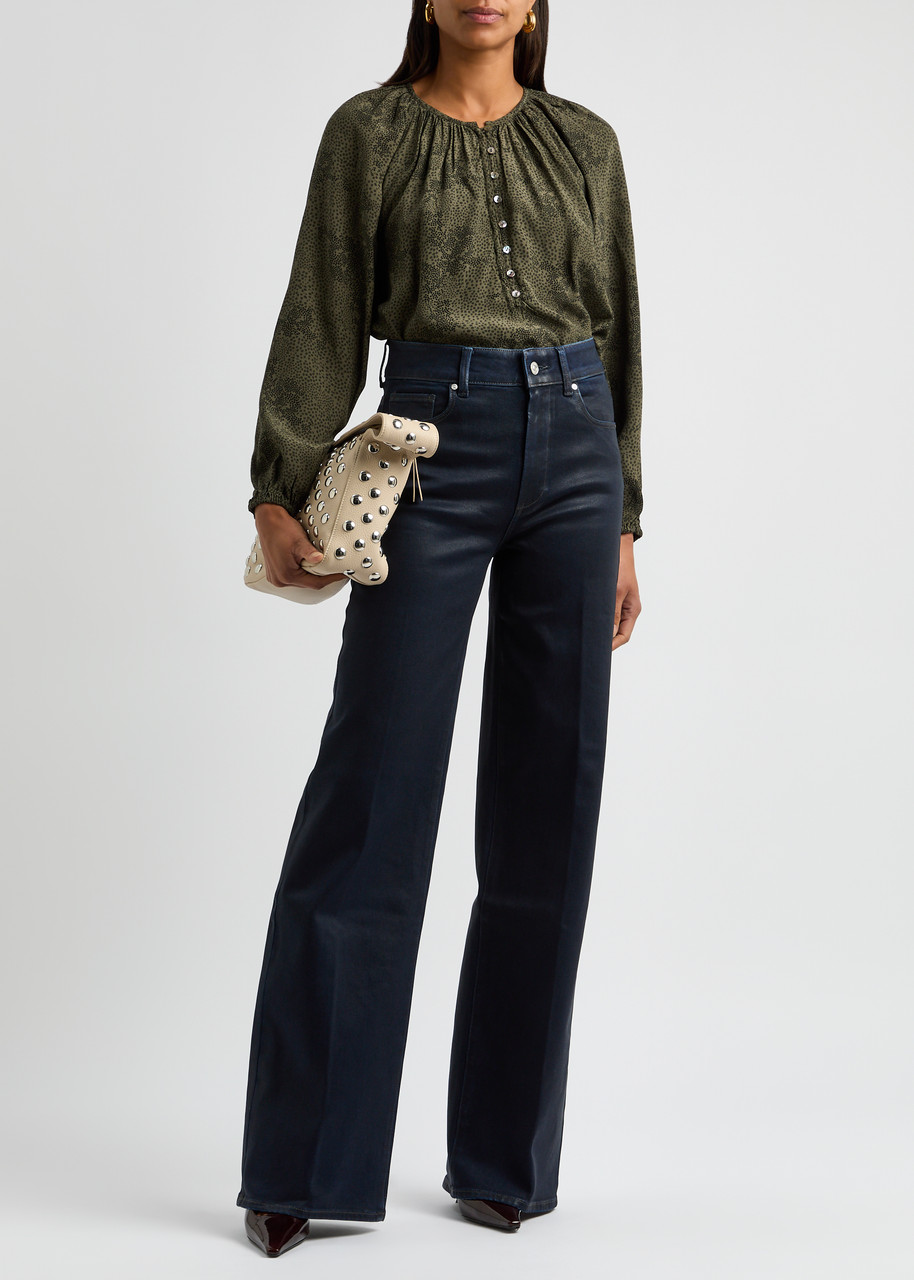 PAIGE Sasha coated wide-leg jeans | Harvey Nichols