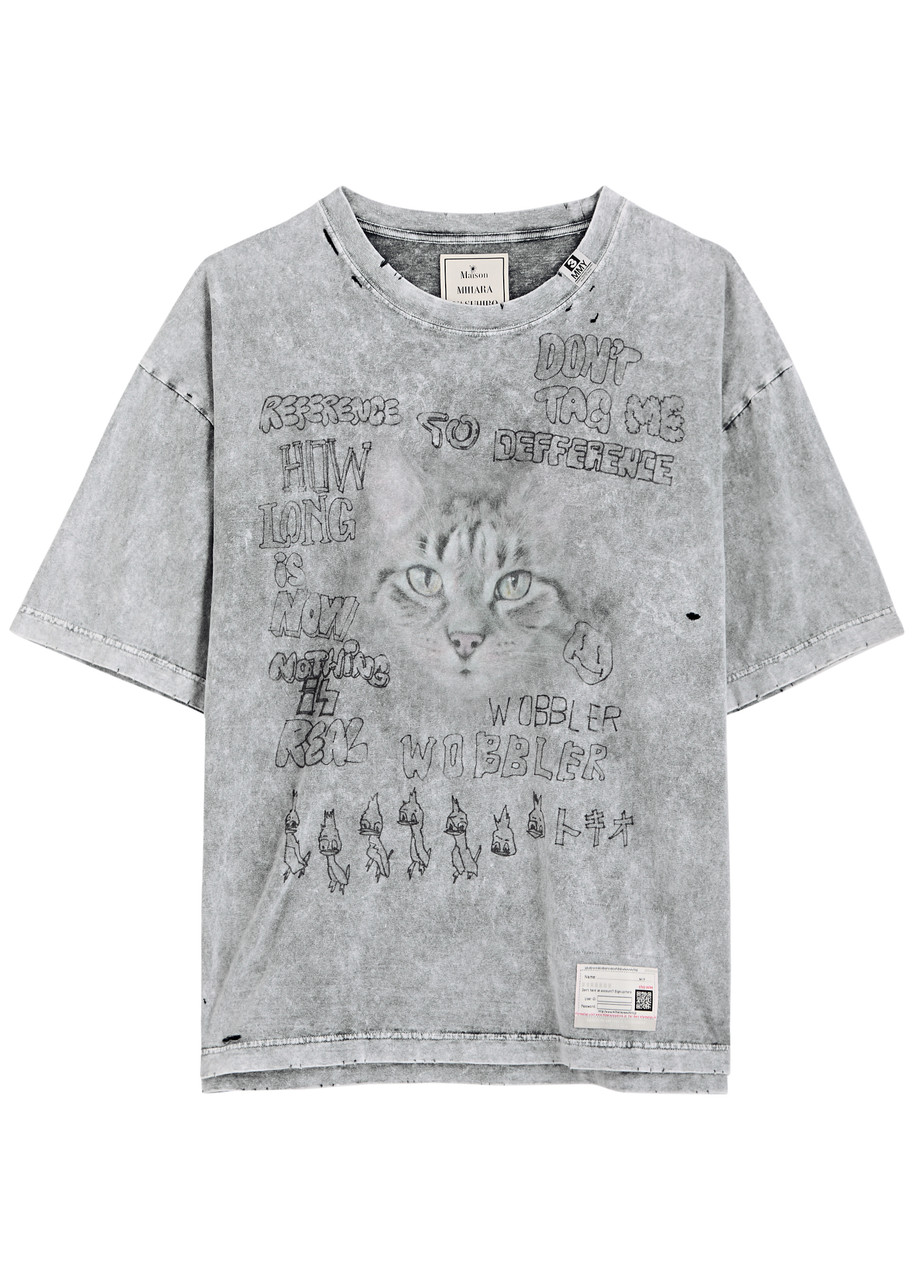 MAISON MIHARA YASUHIRO Cat printed distressed cotton T-shirt 