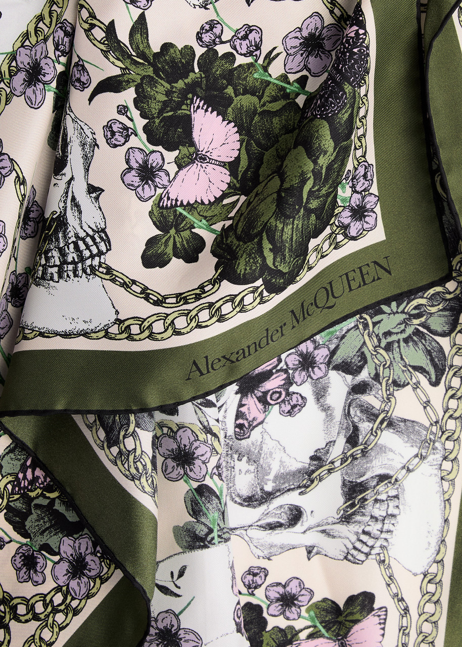 ALEXANDER MCQUEEN Blossom skull print silk scarf | Harvey Nichols