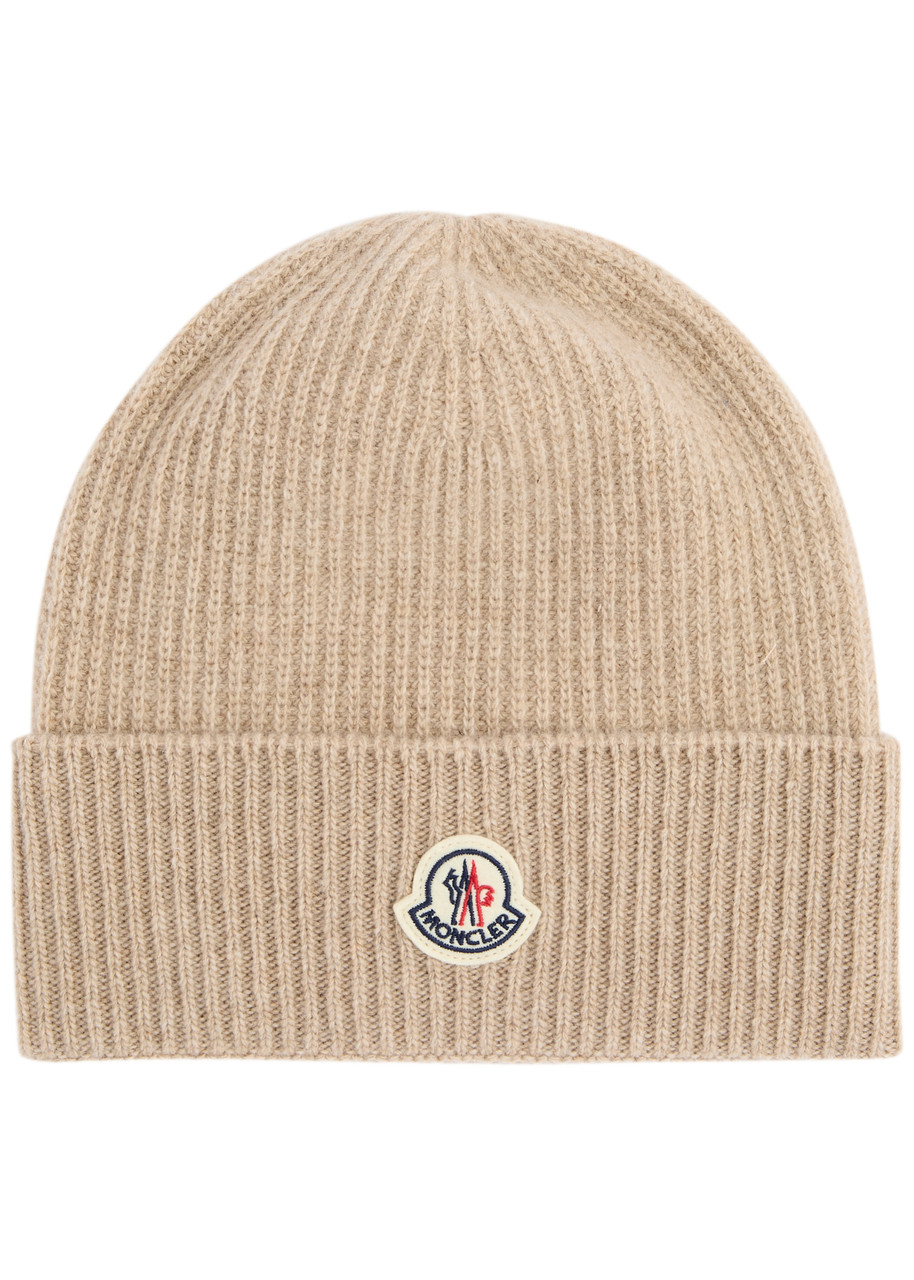 MONCLER Logo knitted wool-blend beanie | Harvey Nichols