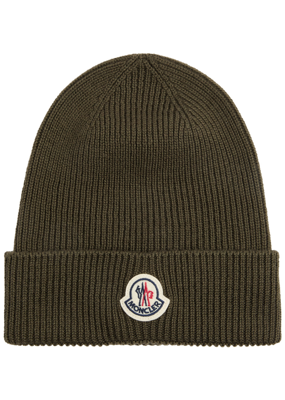 MONCLER Logo knitted wool beanie | Harvey Nichols