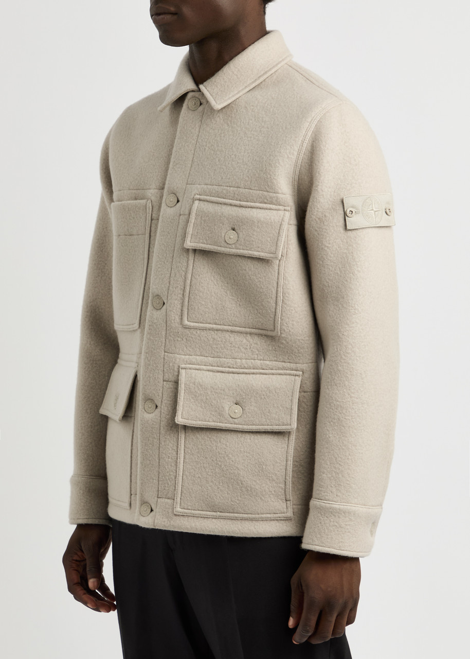 STONE ISLAND Heavy Melton Ghost wool-blend jacket | Harvey Nichols