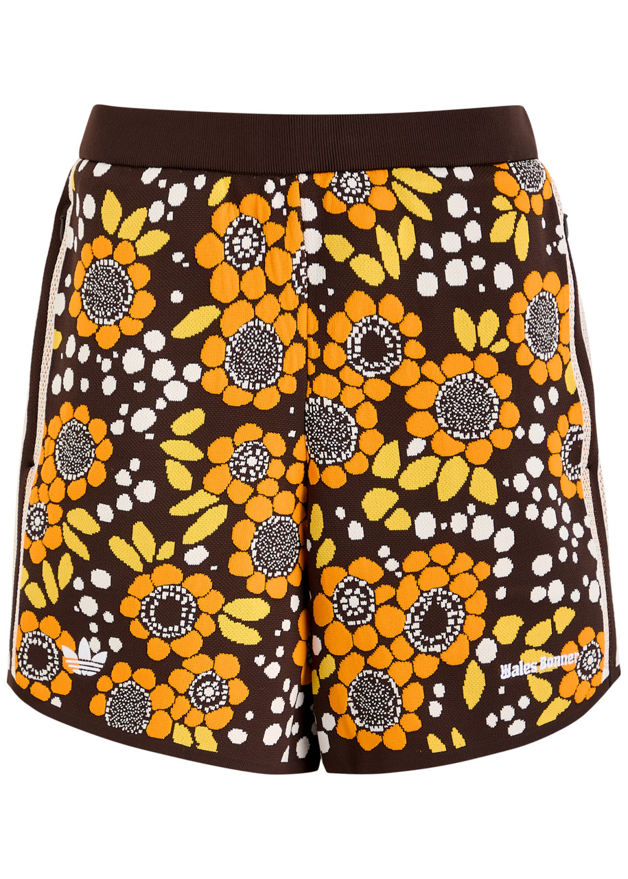 ADIDAS X WALES BONNER Logo floral-intarsia knitted shorts | Harvey