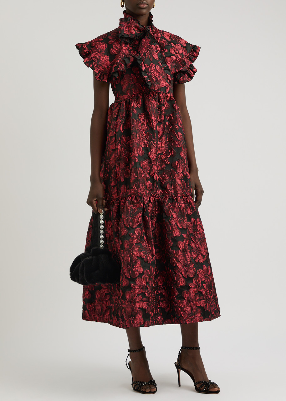 【英国発Sister Jane】Fantasy floral-jacquard satin dress SISTER JANE Fantasy floral-jacquard satin midi dress