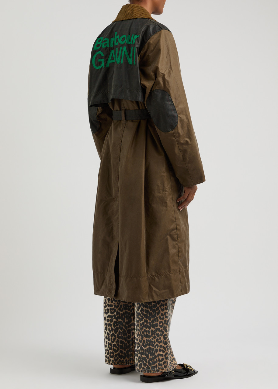 BARBOUR X GANNI X Ganni panelled waxed cotton trench coat BARBOUR X GANNI X Ganni panelled waxed cotton trench coat
