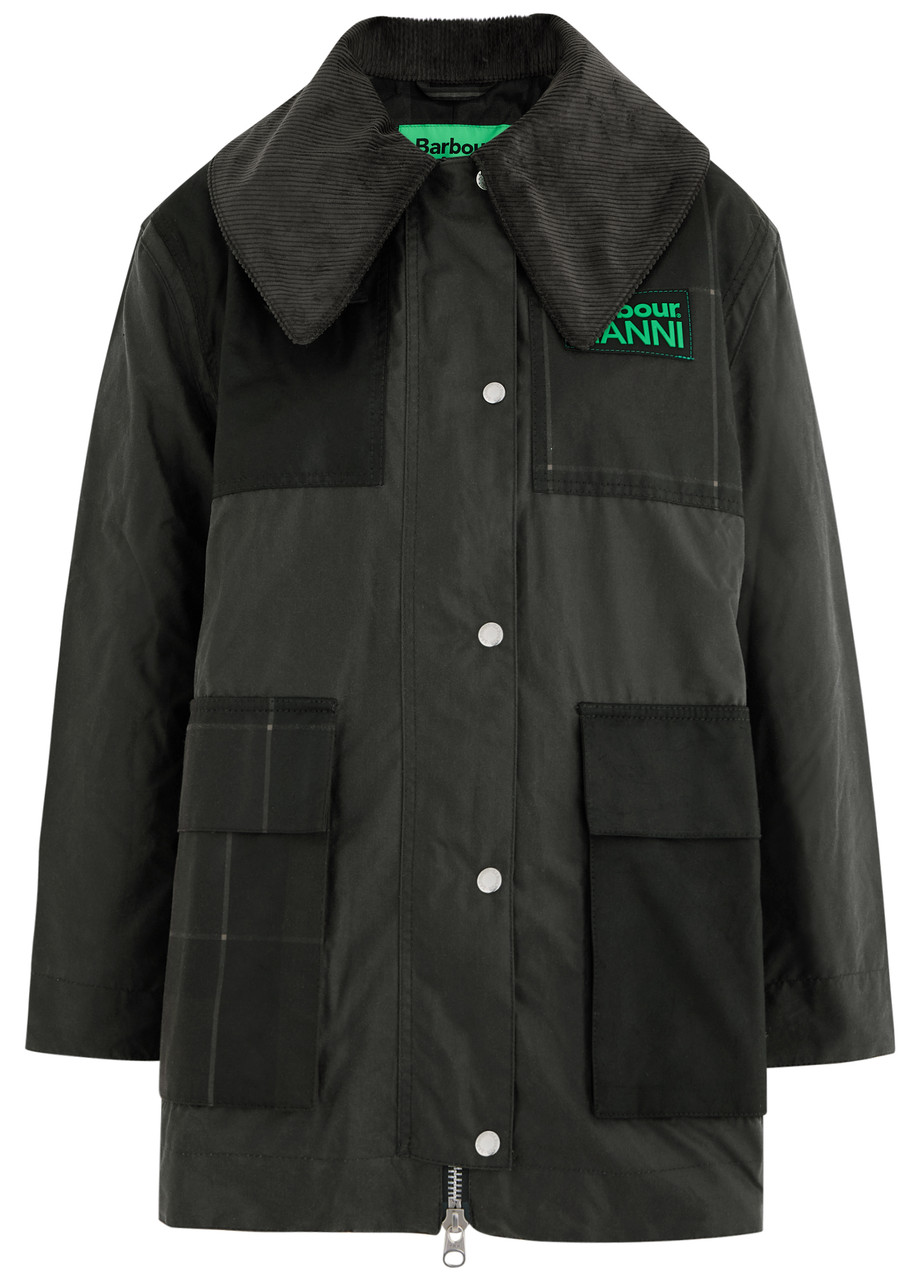 BARBOUR X GANNI X Ganni Duffle panelled waxed cotton coat | Harvey