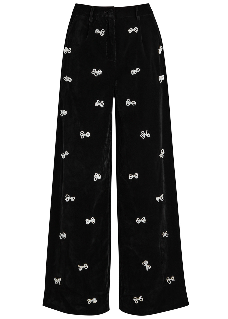 【英国発Sister Jane】Invitation embellished velvet trousers SISTER JANE Invitation embellished velvet trousers | Harvey