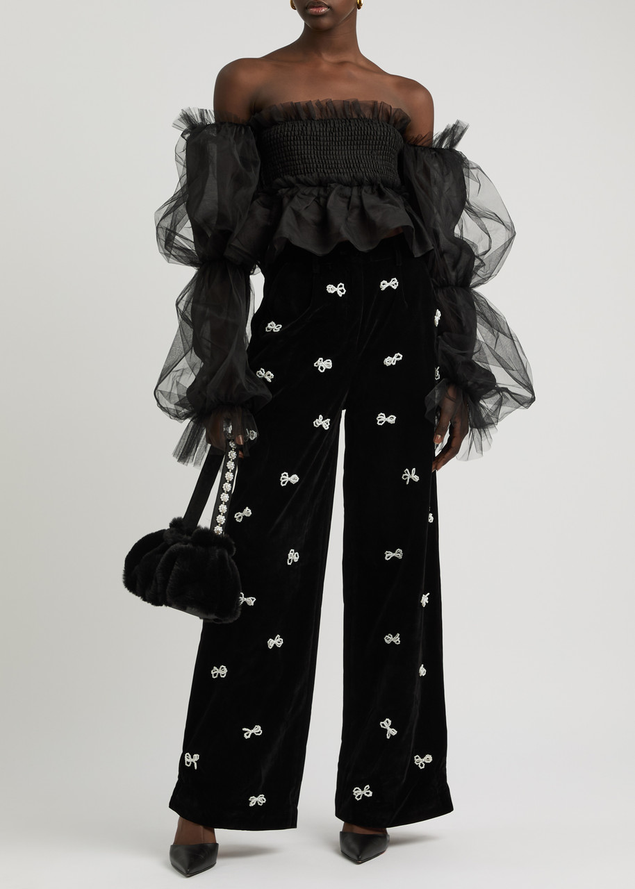 【英国発Sister Jane】Invitation embellished velvet trousers SISTER JANE Invitation embellished velvet trousers | Harvey