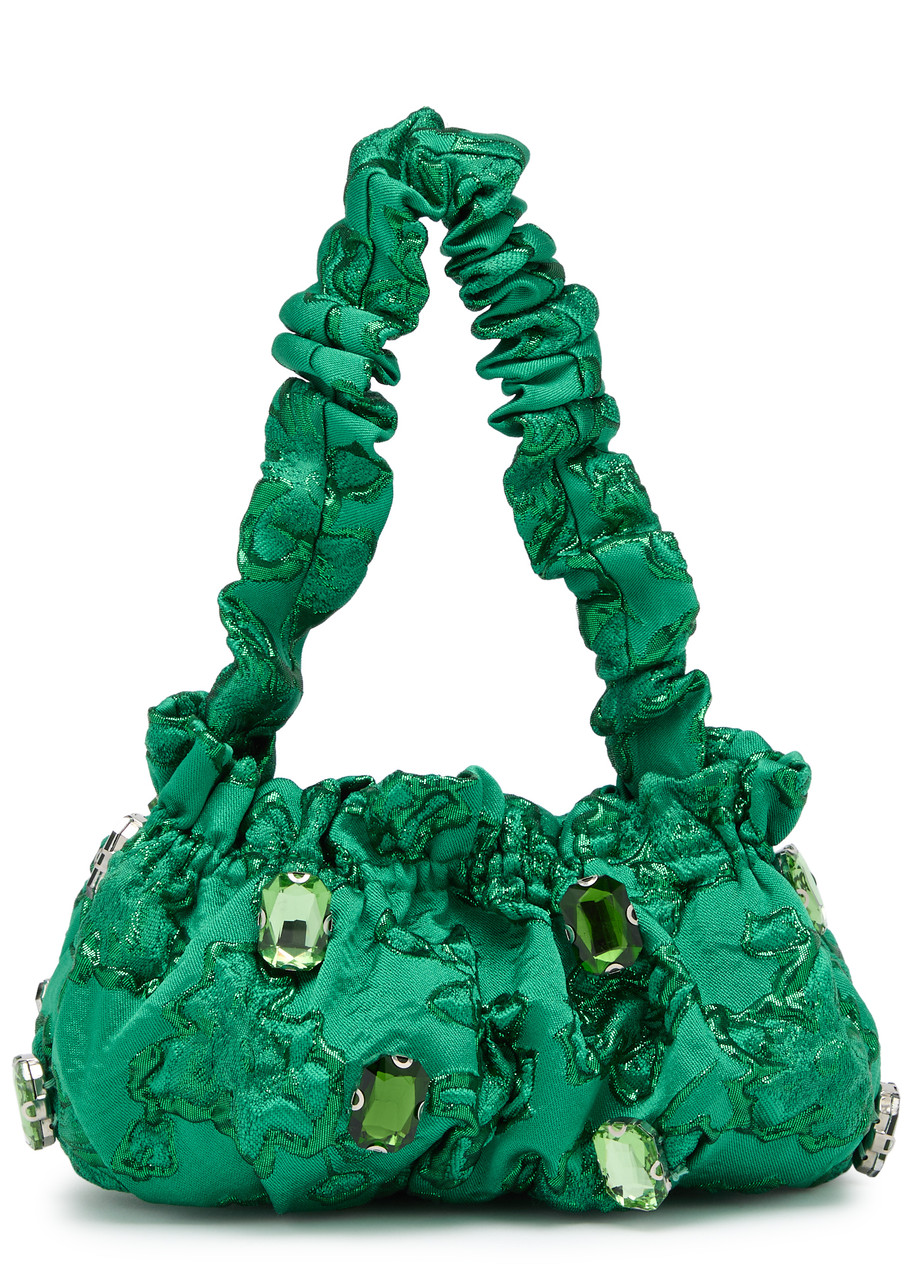 【英国発Sister Jane】Floral-jacquard top handle bag SISTER JANE Storybook embellished floral-jacquard top handle