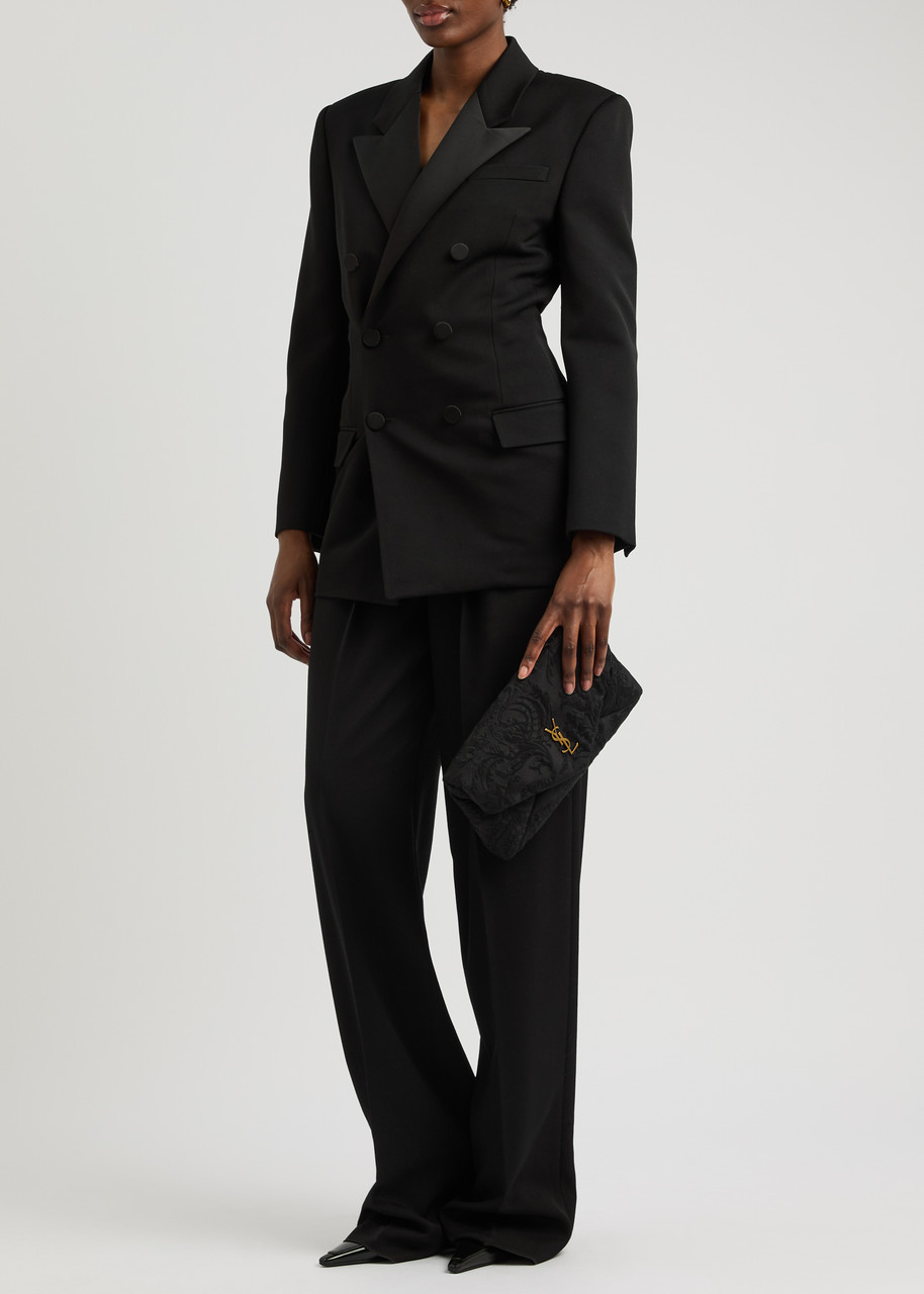 SAINT LAURENT Wide-leg wool trousers | Harvey Nichols SAINT LAURENT Wide-leg wool trousers | Harvey Nichols