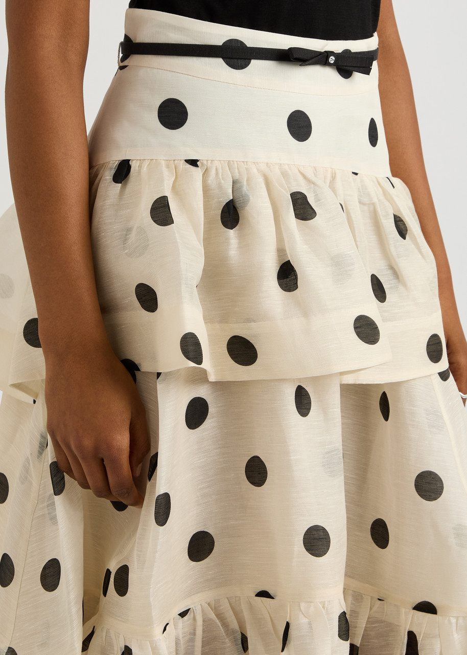 【Zimmermann】Crush polka-dot linen and silk maxi skirt Zimmermann Crush polka-dot linen and silk maxi skirt Zimmermann