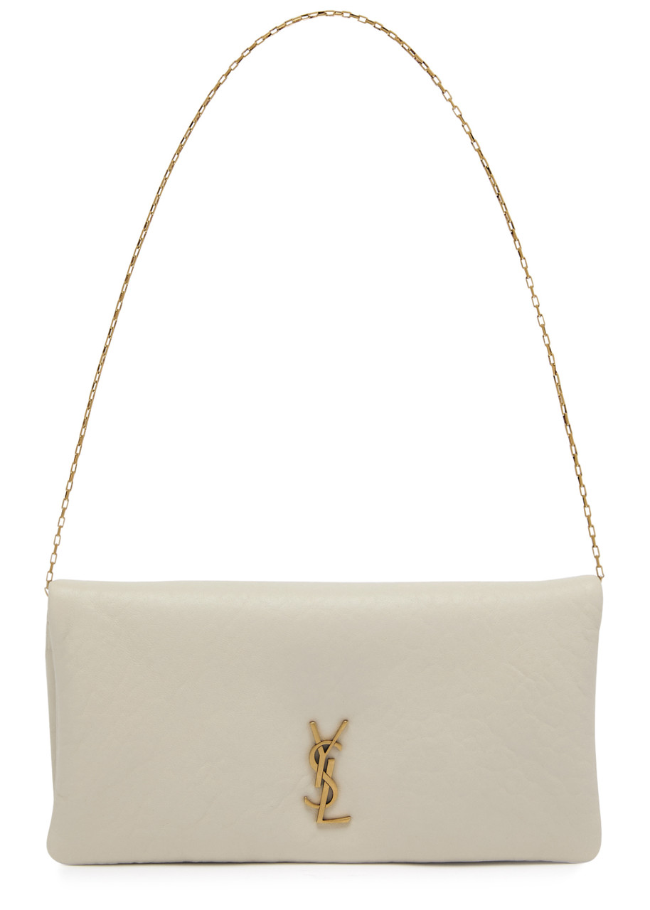 SAINT LAURENT Calypso mini grained leather wallet-on-chain