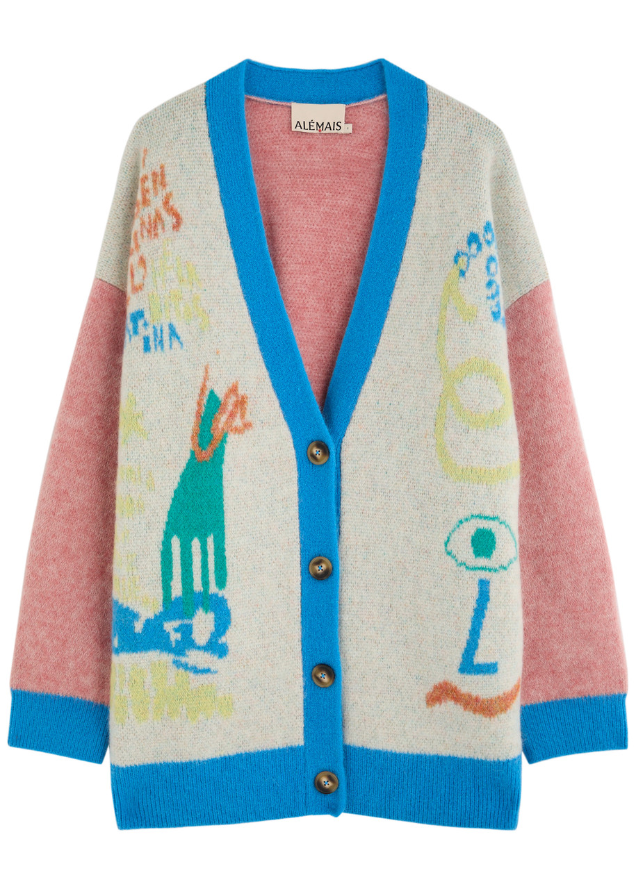 ALEMAIS Nadia colour-blocked mohair-blend cardigan | Harvey Nichols