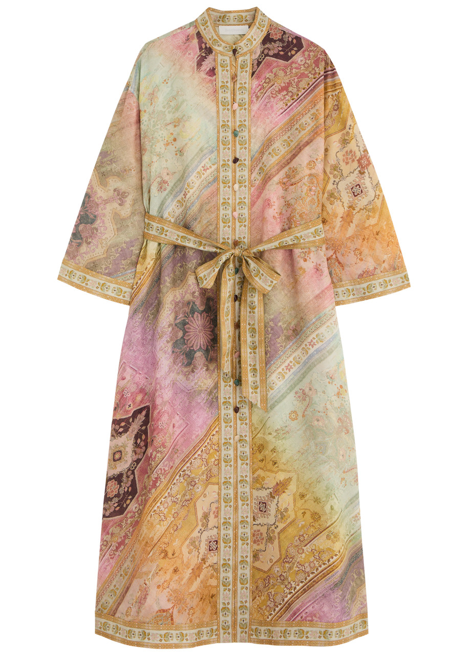 ZIMMERMANN Tallow printed silk midi shirt dress Harvey Nichols