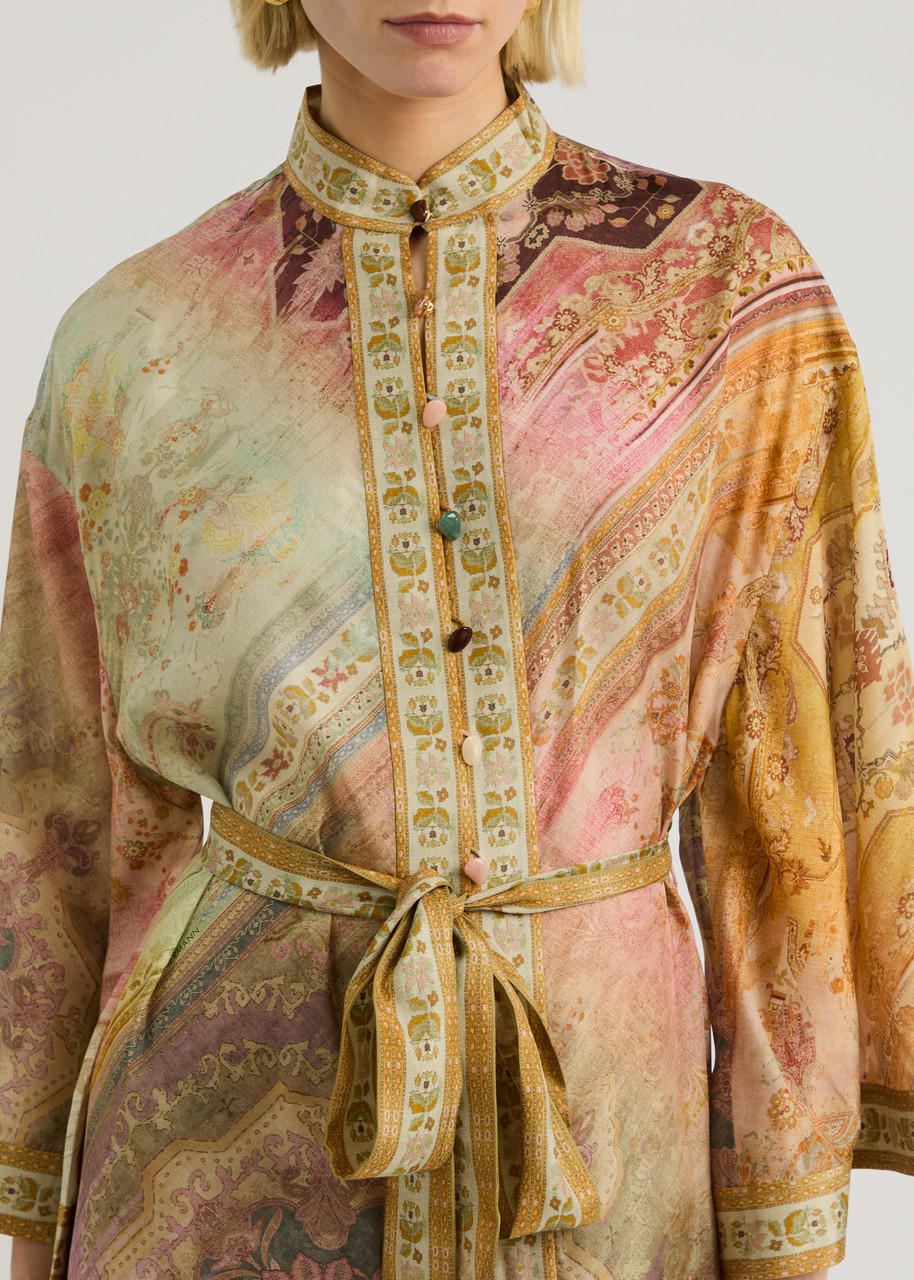 ZIMMERMANN Tallow printed silk midi shirt dress | Harvey Nichols