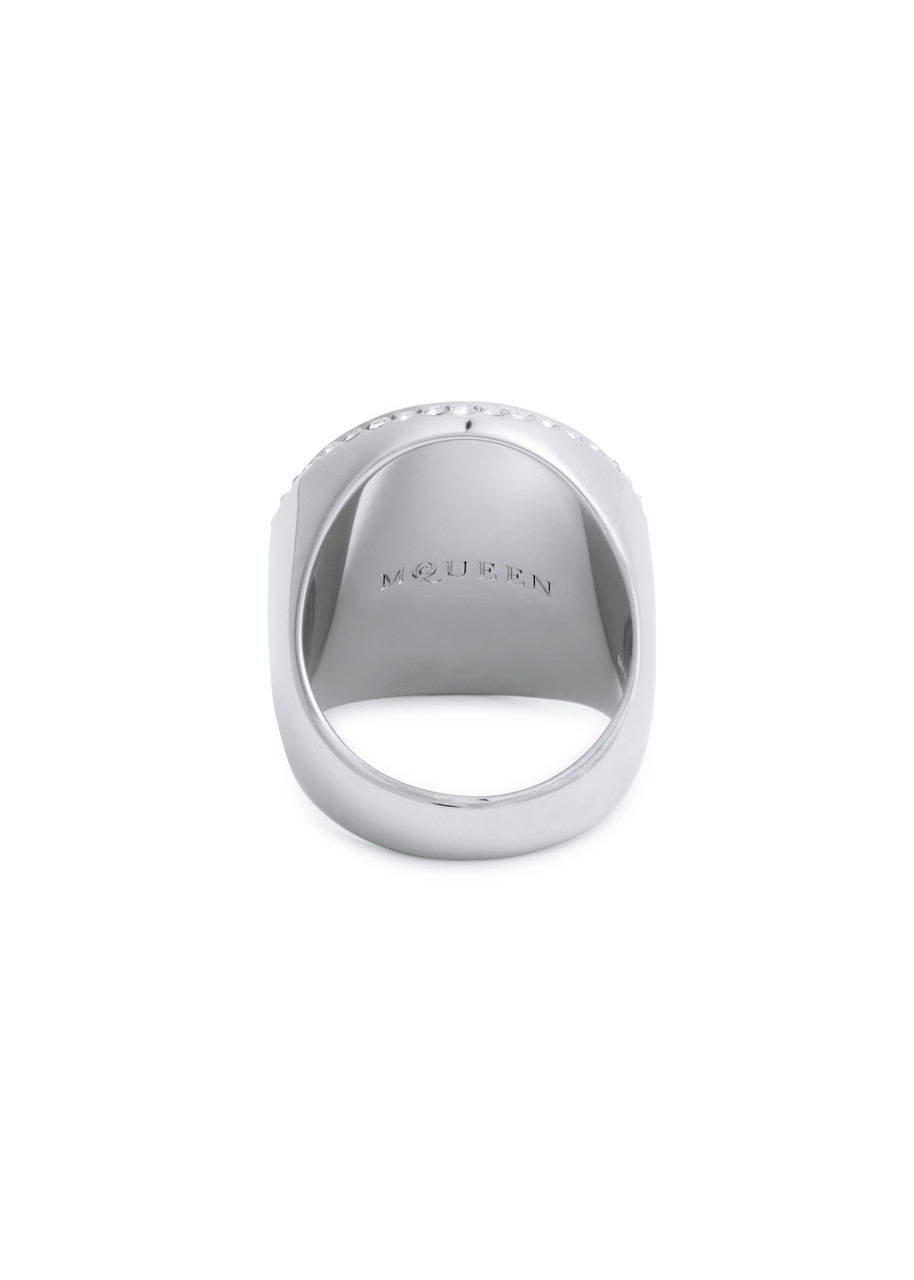 New Season【ALEXANDER MCQUEEN】ソブリンスカルクリスタルring MCQUEEN Skull Burnished Silver-Tone Ring for Men | MR PORTER