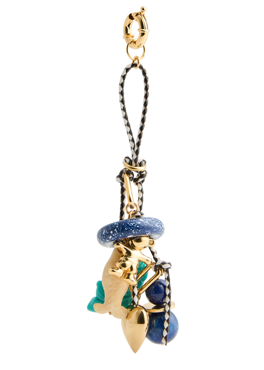 TIMELESS PEARLY Charm-embellished 24kt gold-plated keyring  