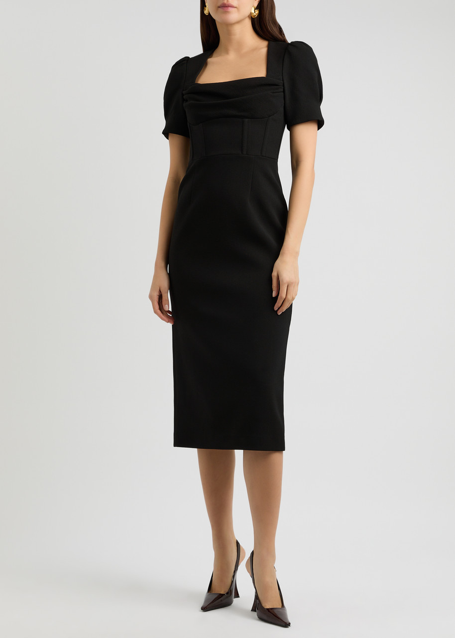REBECCA VALLANCE Elora draped crepe midi dress | Harvey Nichols