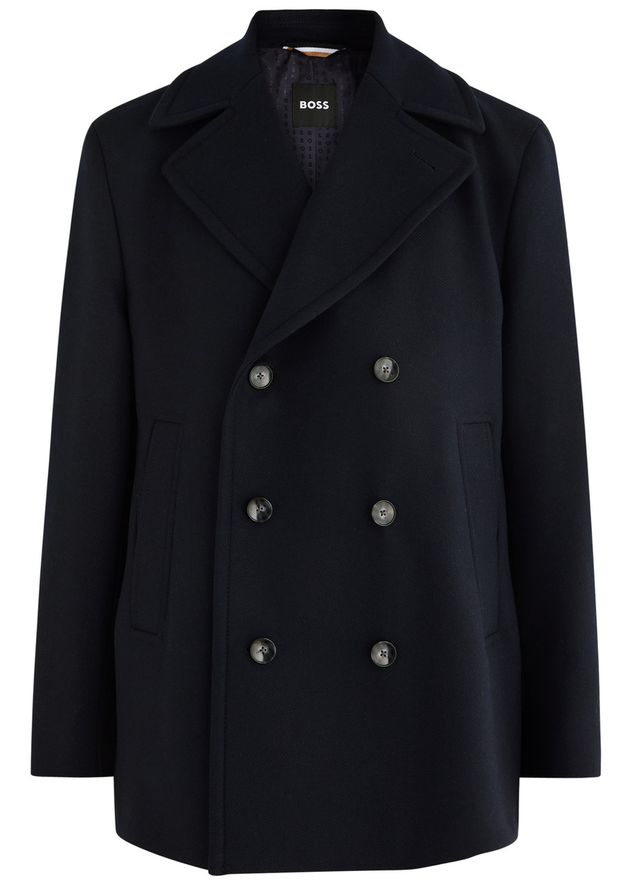 BOSS ネイビー ピーコート ウールコートM サイズ BOSS Wool-blend pea coat | Harvey Nichols