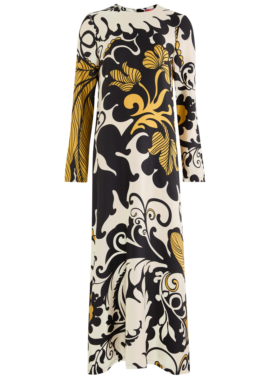 LA DOUBLE J Marea printed silk-satin midi dress | Harvey Nichols