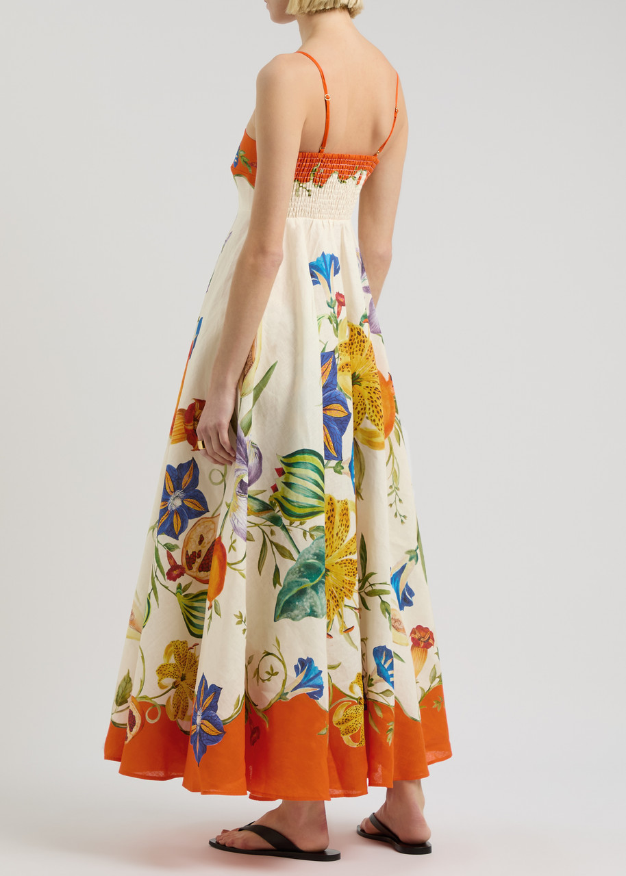 ALEMAIS Flores printed flax maxi dress | Harvey Nichols