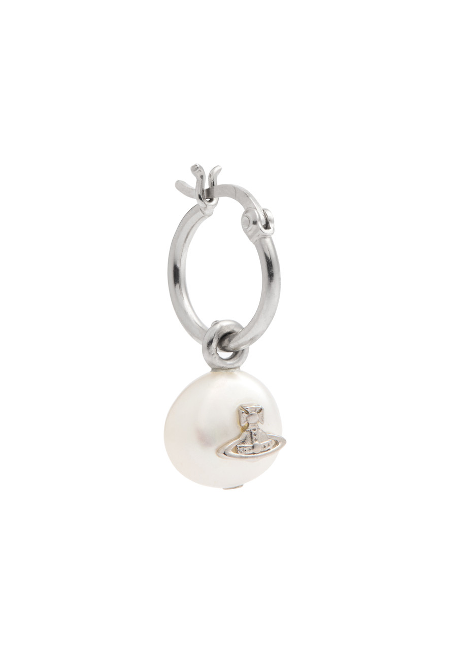 VIVIENNE WESTWOOD Azul pearl and silver single hoop earring