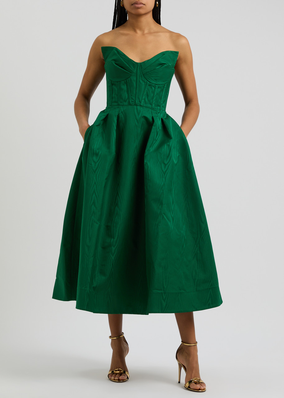REBECCA VALLANCE Luiza strapless moir midi dress | Harvey Nichols
