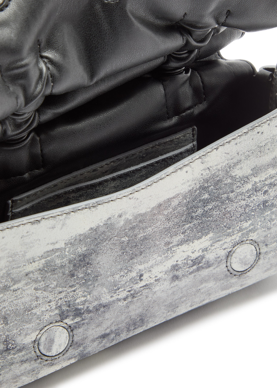 ACNE STUDIOS Mini Multipocket metallic-suede top handle bag