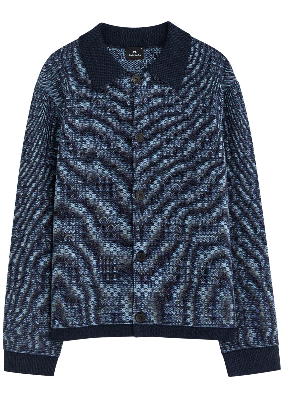 00s Paul Smith ドライバーズニット Saint Laurent PS PAUL SMITH Patterned-intarsia cotton cardigan | Harvey Nichols