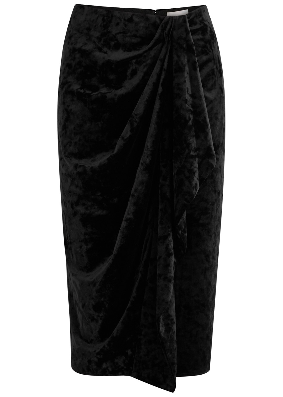 ISABEL MARANT ÉTOILE Alyssa draped velvet midi skirt | Harvey Nichols