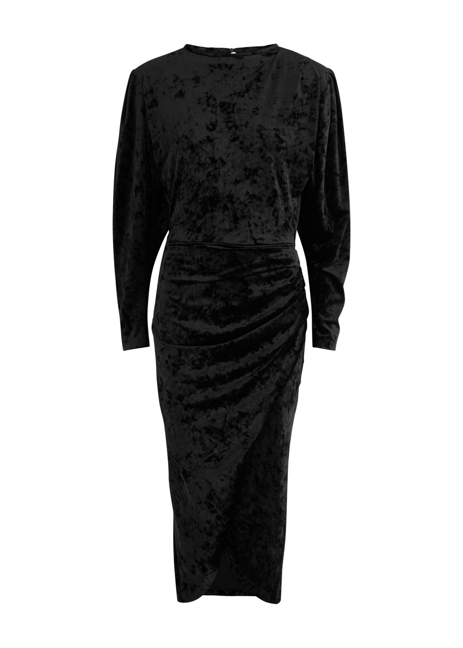 Sylvana | Draped Velvet Midi Dress