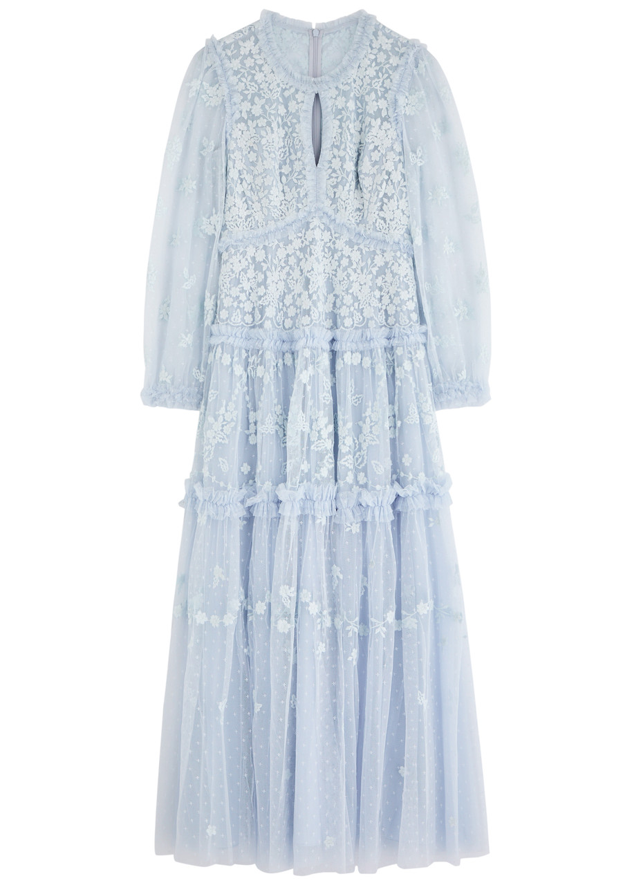 NEEDLE & THREAD Autumn Lace embroidered tulle maxi dress | Harvey Nichols