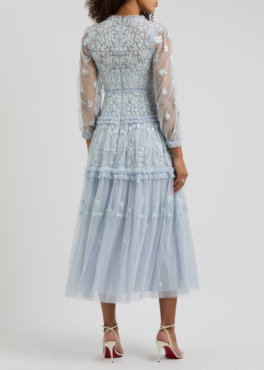 NEEDLE & THREAD Autumn Lace embroidered tulle maxi dress | Harvey