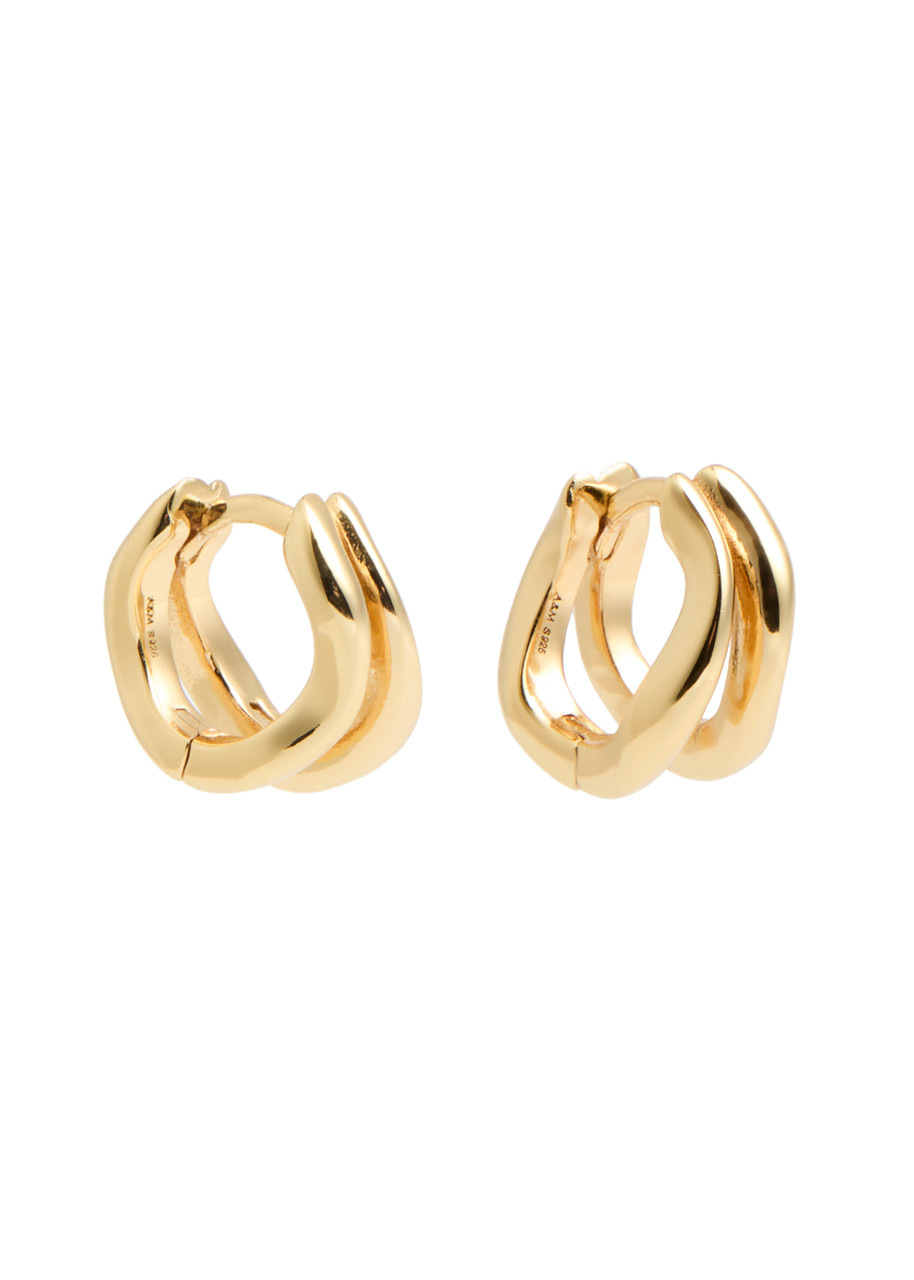 ASTRID MIYU Molten Duo 18kt gold-plated hoop earrings Harvey