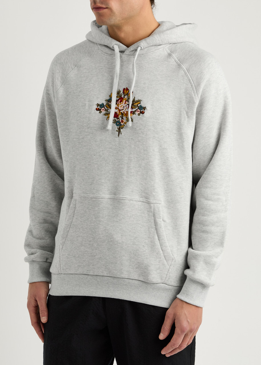 LES DEUX Fiore floral and logo embroidered cotton hooded