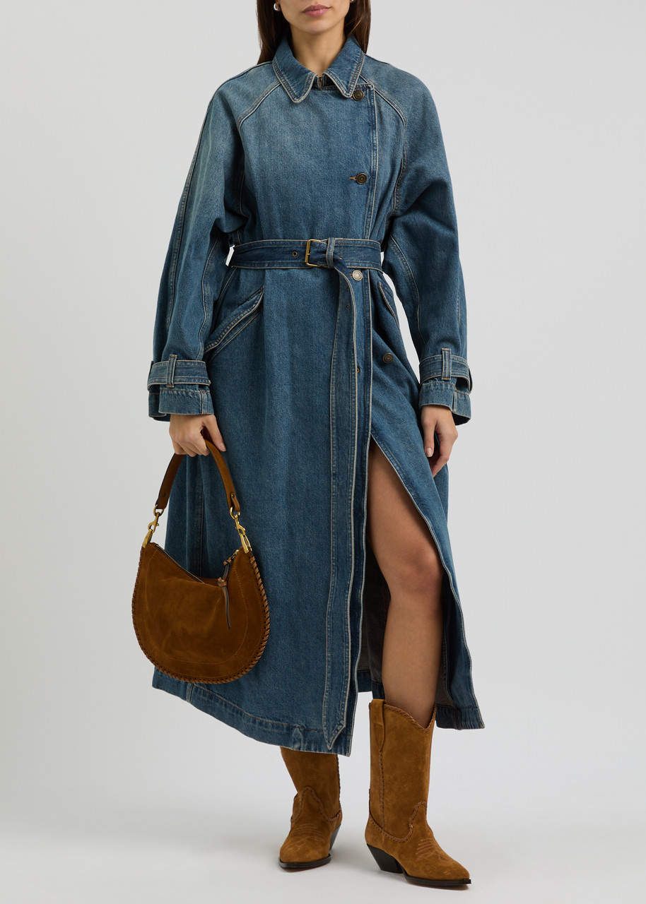 ISABEL MARANT Brekka belted denim coat | Harvey Nichols