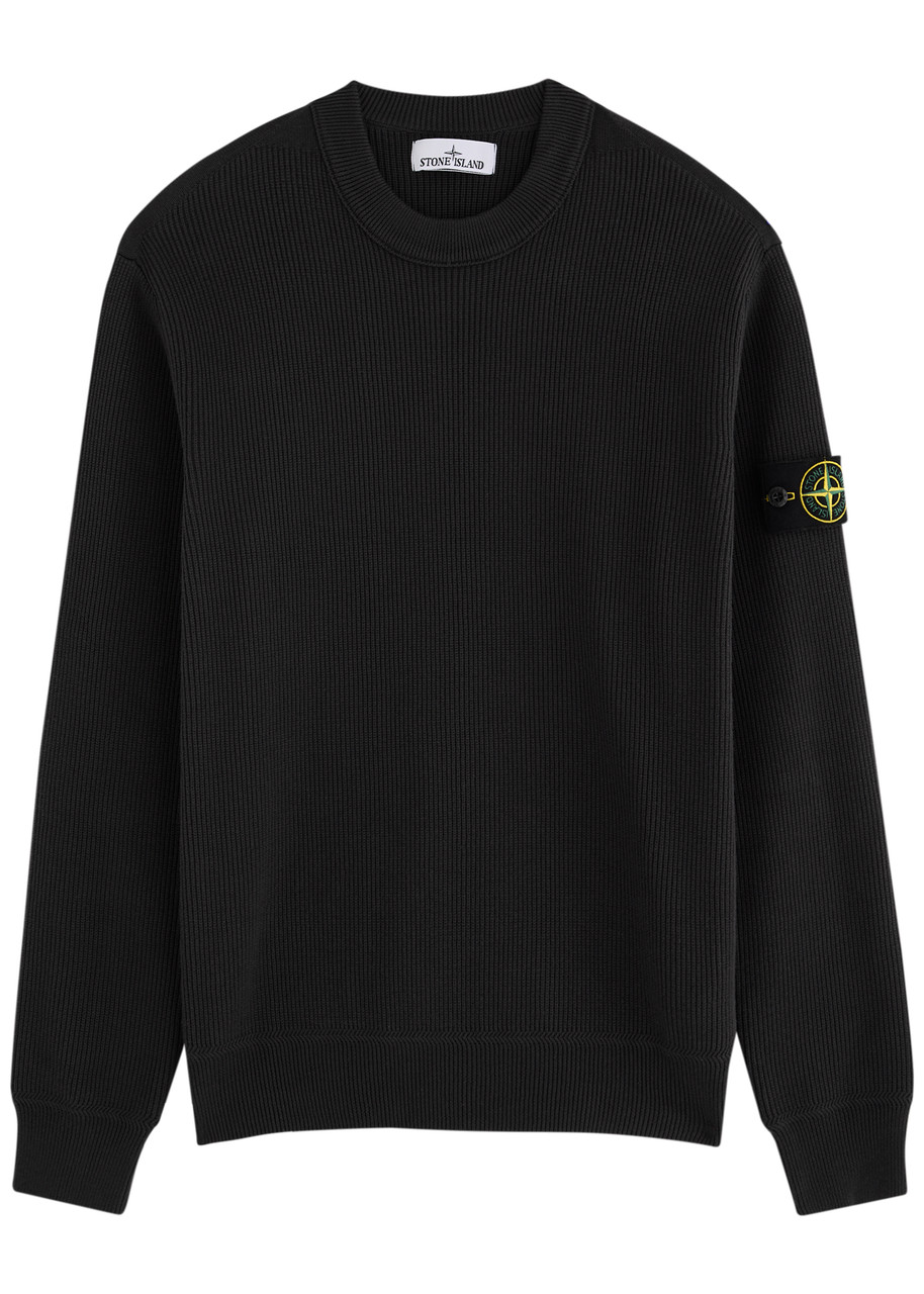 STONE ISLAND Logo ribbed cotton jumper | Harvey Nichols